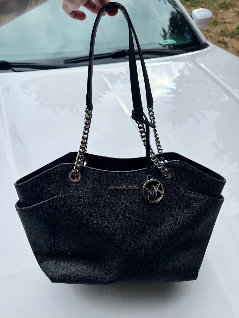 Michael Kors Black Logo Chain-Handle Tote